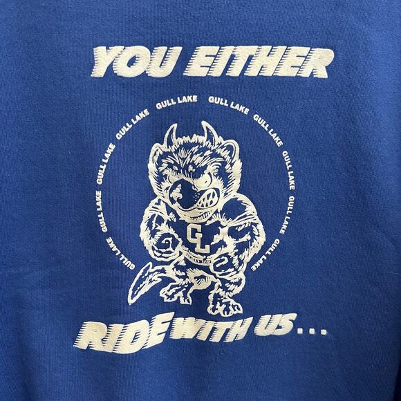 Vintage Gull Lake Blue Devils Richland Michigan Crew Neck Sweatshirt Size XL - Picture 2 of 6